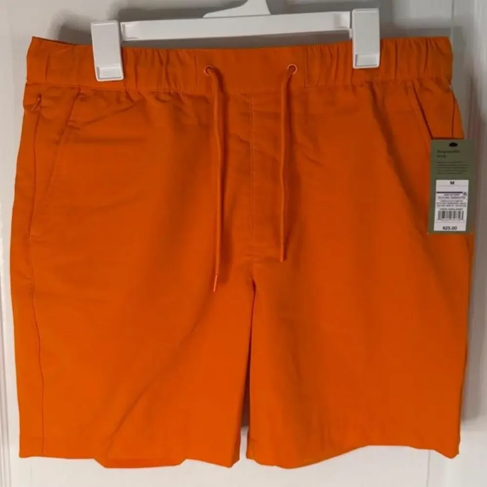 Mens bright orange drawstring shorts